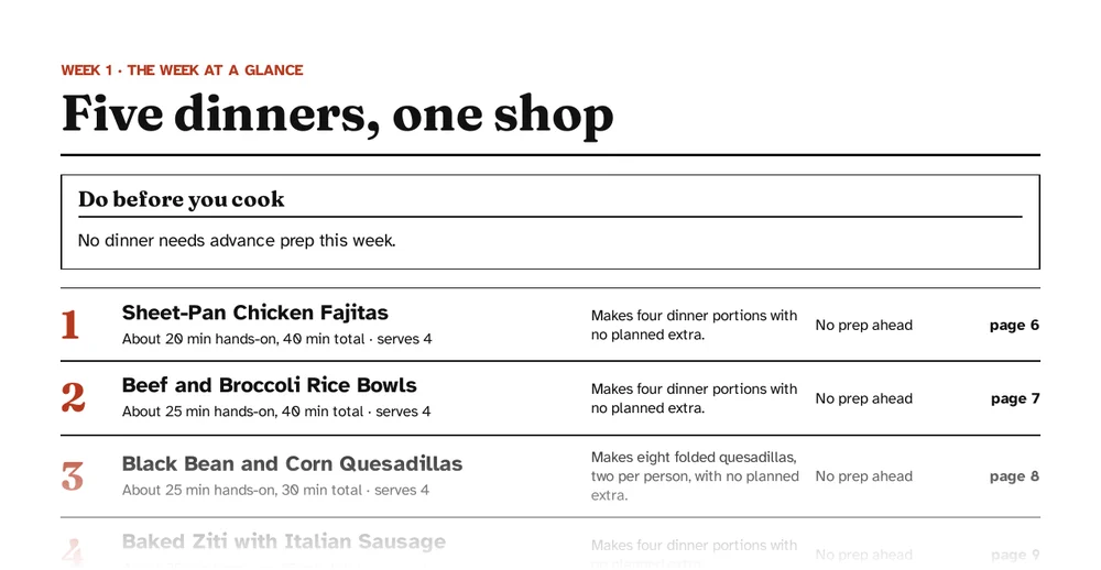 The week at a glance, with a 'Do before you cook' box